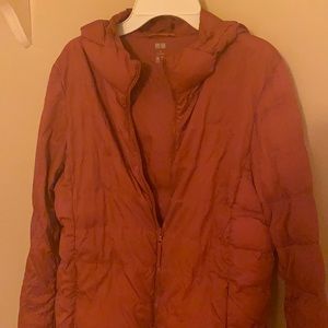 pink puffer jacket